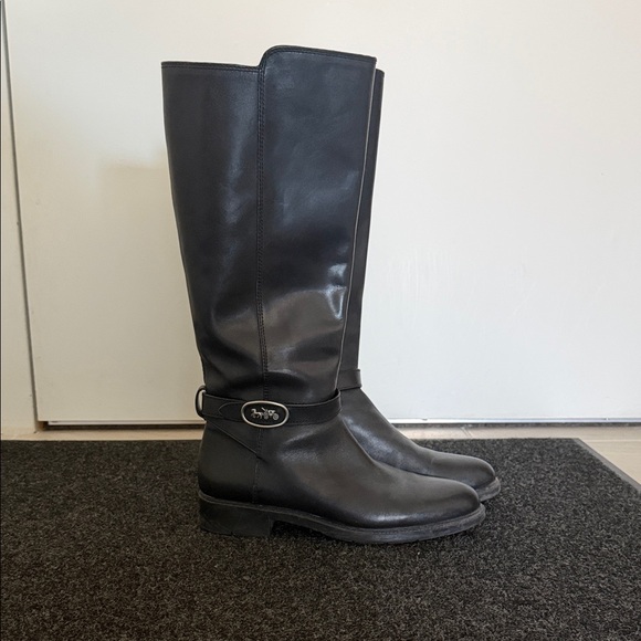 Coach Shoes - Coach Black Leather Over-the-Knee Riding Boots